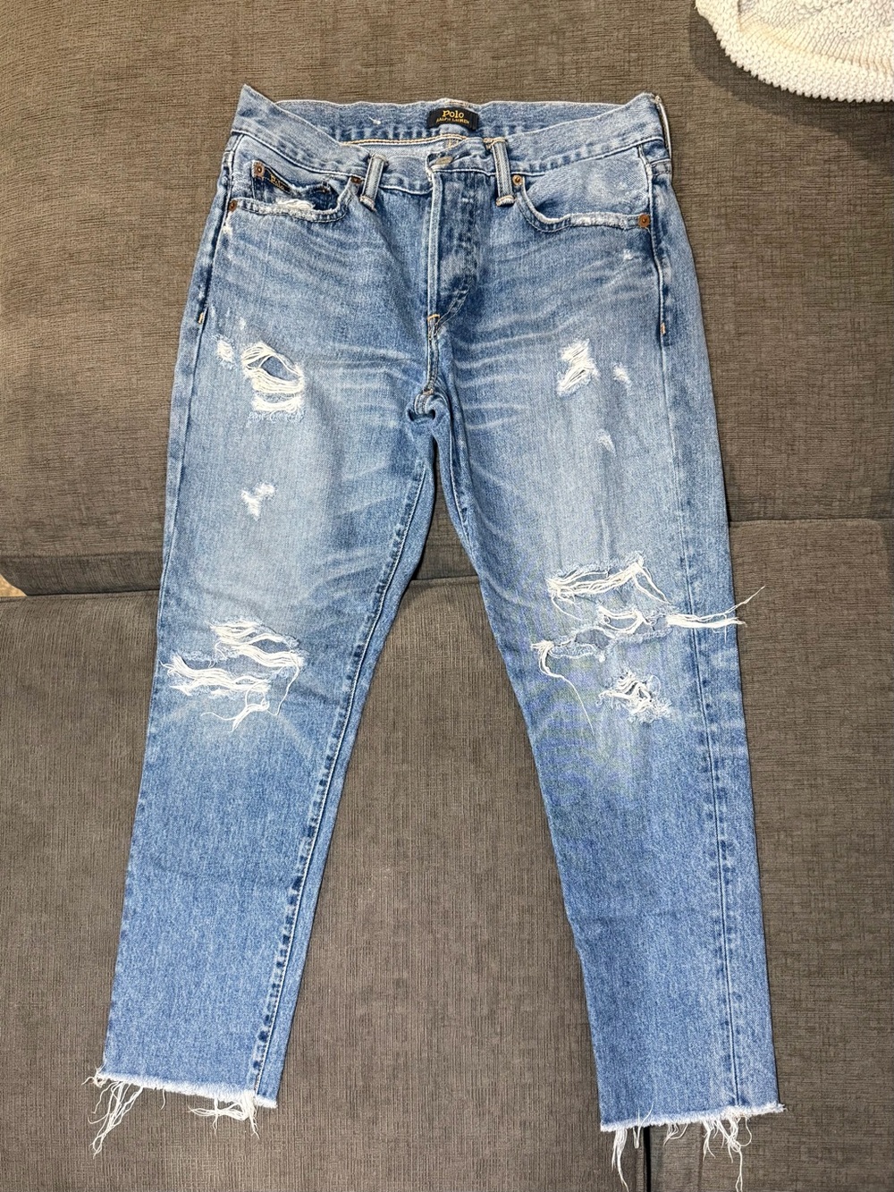 Polo by Ralph Lauren Light Blue Distressed Slim Straight Jeans